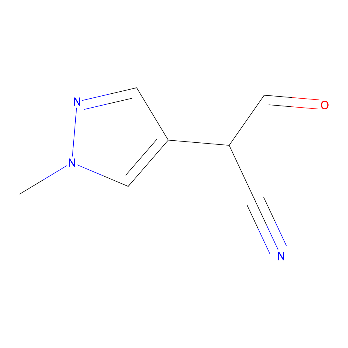 2-(1-Methyl-1H-pyrazol-4-YL)-3-oxopropanenitrile molecular structure, CAS 1039364-93-6