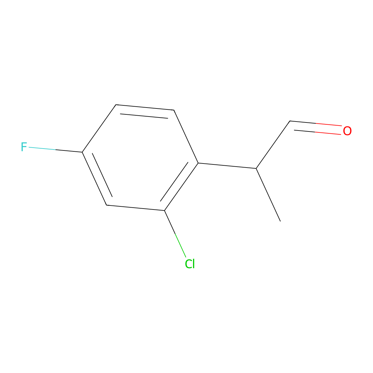 2-(2-Chloro-4-fluorophenyl)propanal molecular structure, CAS 1039416-01-7