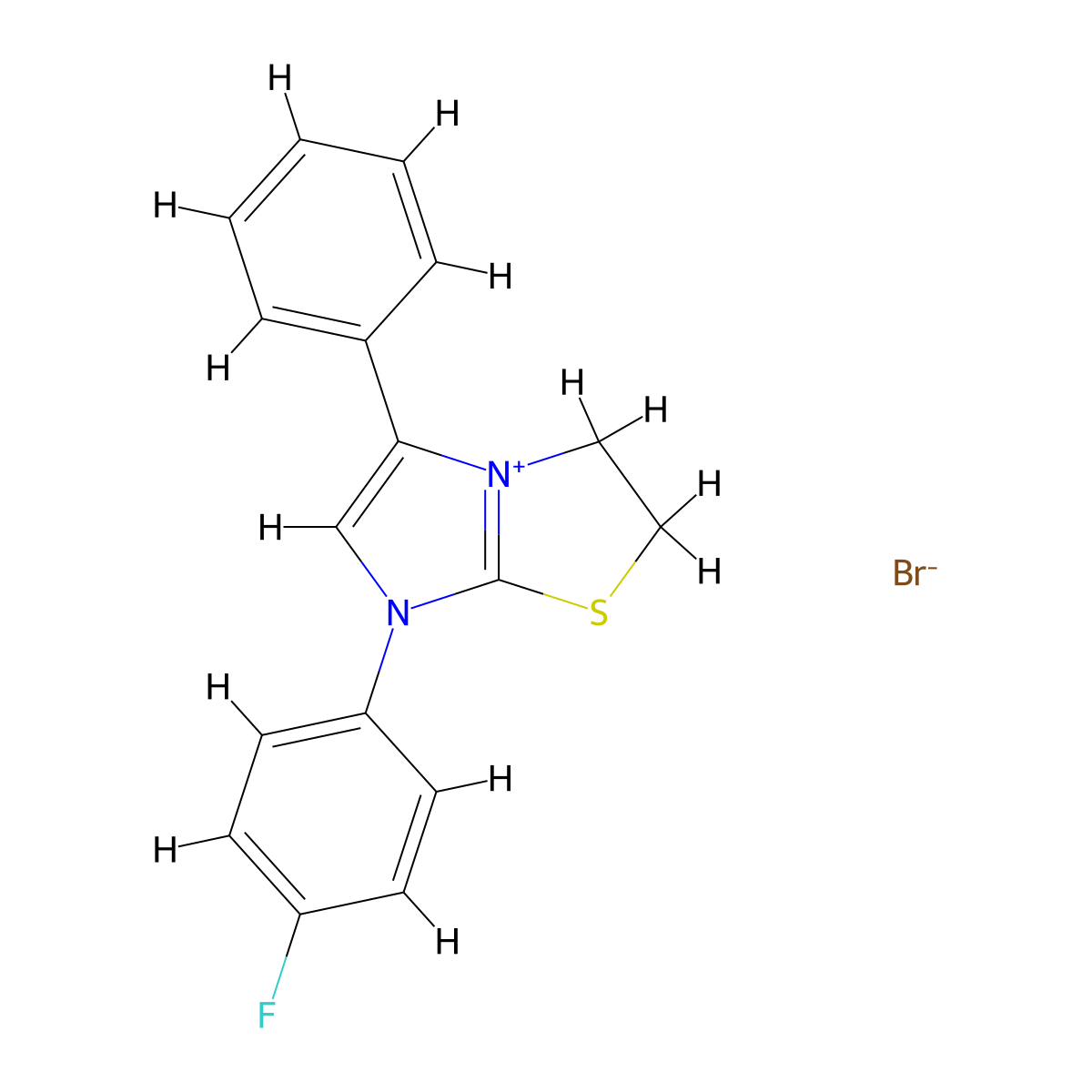 7-(4-fluorophenyl)-5-phenyl-3,7-dihydro-2H-imidazo[2,1-b]thiazol-4-ium bromide molecular structure, CAS 1039432-91-1