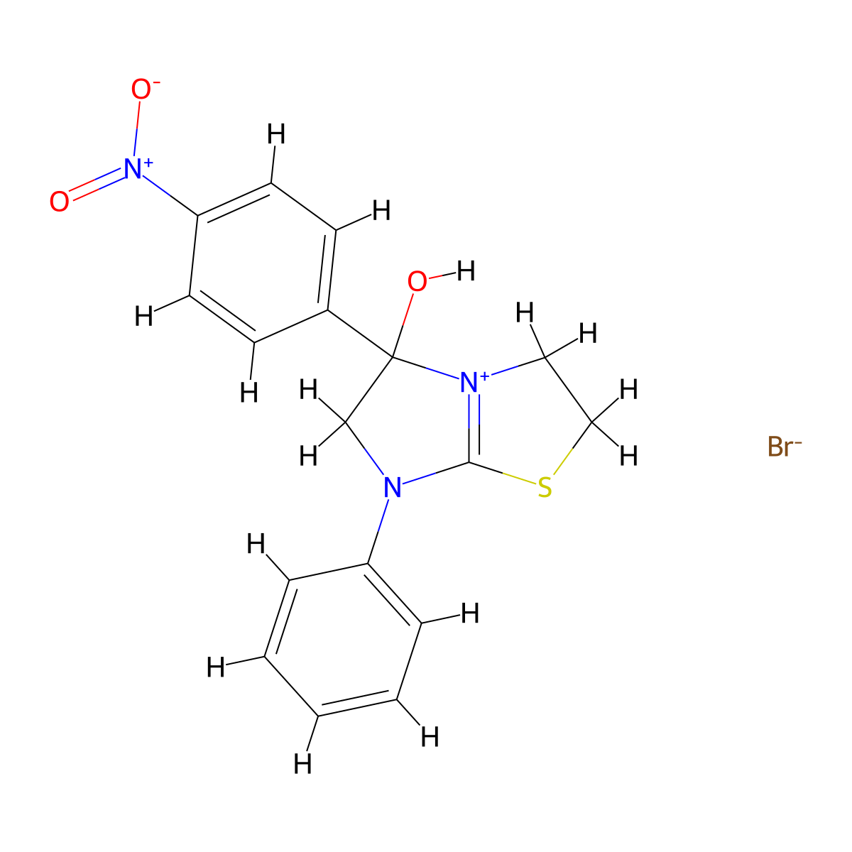 5-Hydroxy-5-(4-nitrophenyl)-7-phenyl-2,3,5,6-tetrahydroimidazo[2,1-b]thiazol-7-ium bromide molecular structure, CAS 1039433-07-2