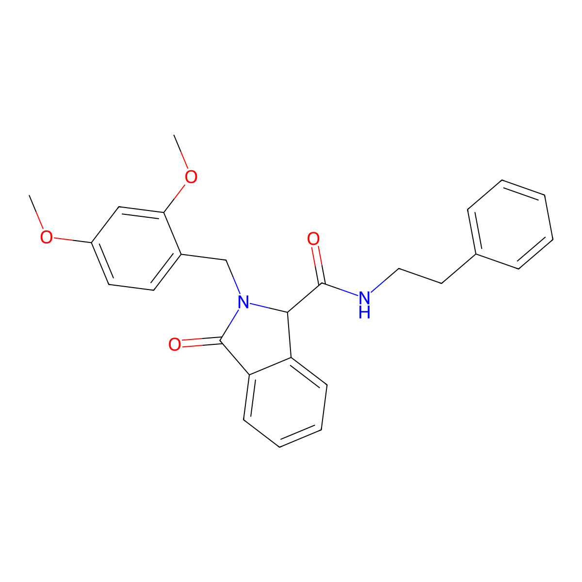 2-(2,4-dimethoxybenzyl)-3-oxo-N-(2-phenylethyl)isoindoline-1-carboxamide molecular structure, CAS 1039452-06-6