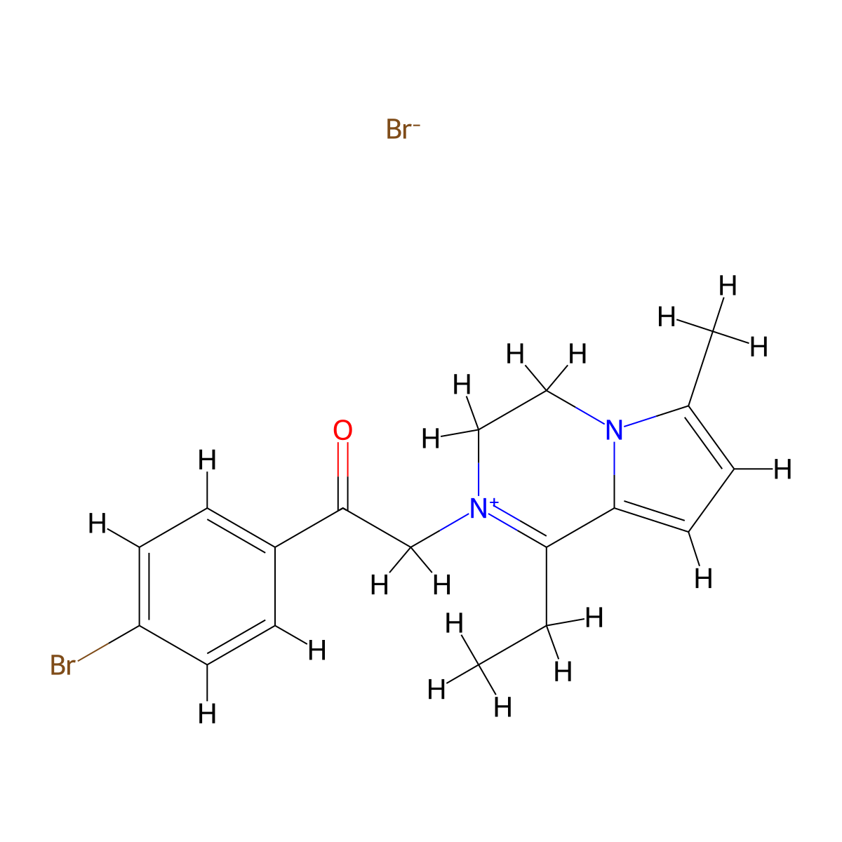 2-[2-(4-Bromo-phenyl)-2-oxo-ethyl]-1-ethyl-6-methyl-3,4-dihydro-pyrrolo[1,2-a]pyrazin-2-ium molecular structure, CAS 1039453-00-3
