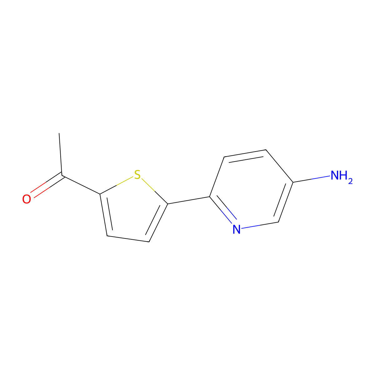 1-[5-(5-Amino-2-pyridinyl)thiophen-2-yl]ethanone molecular structure, CAS 1039454-64-2