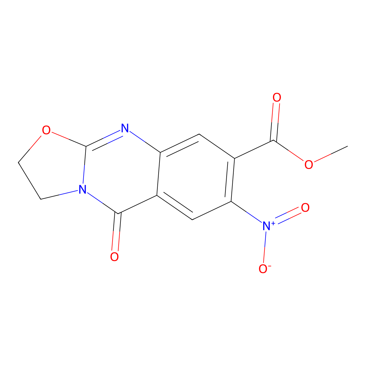 methyl 7-nitro-5-oxo-3,5-dihydro-2H-oxazolo[2,3-b]quinazoline-8-carboxylate molecular structure, CAS 1039454-99-3