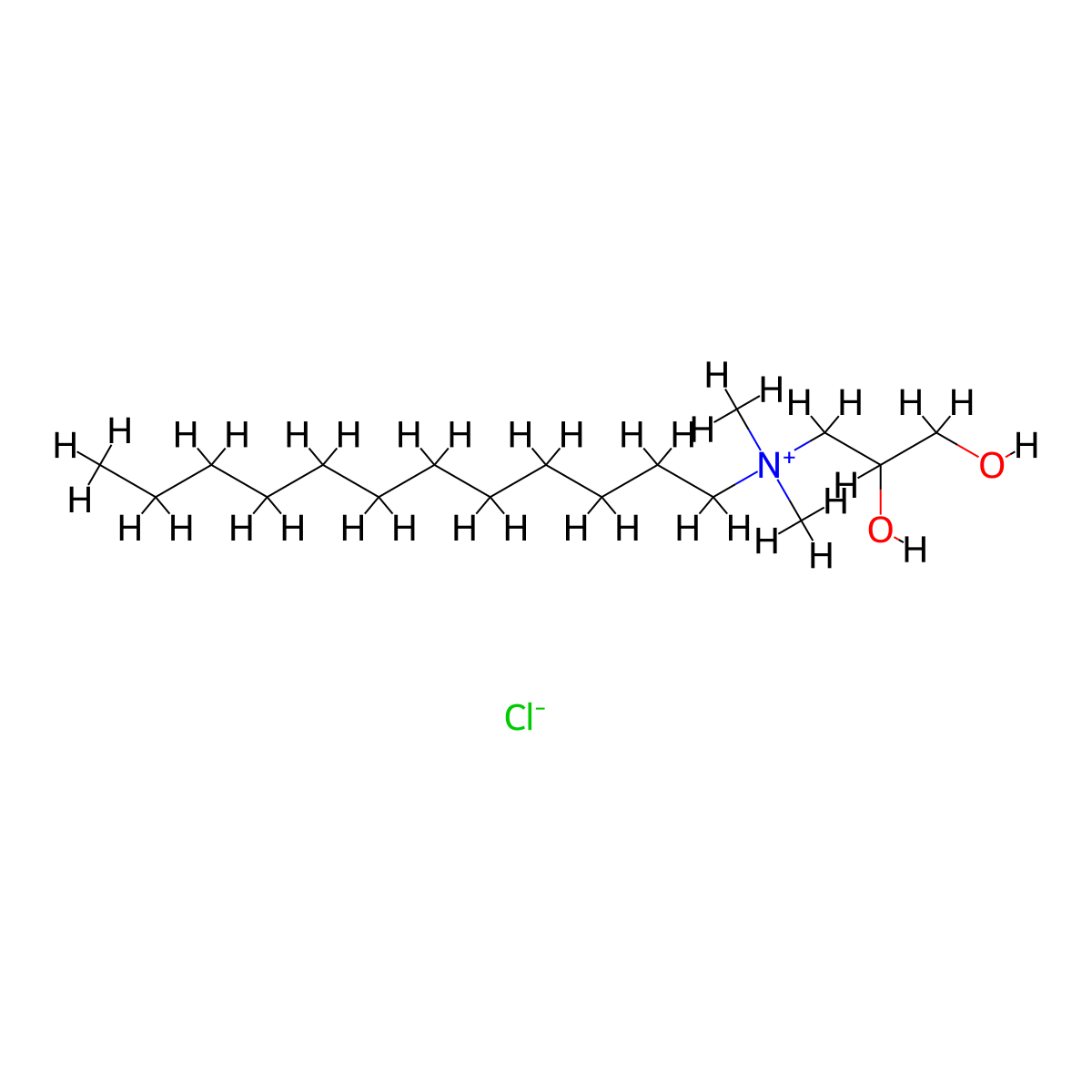 Propylene glycol lauryldimonium chloride molecular structure, CAS 103947-09-7