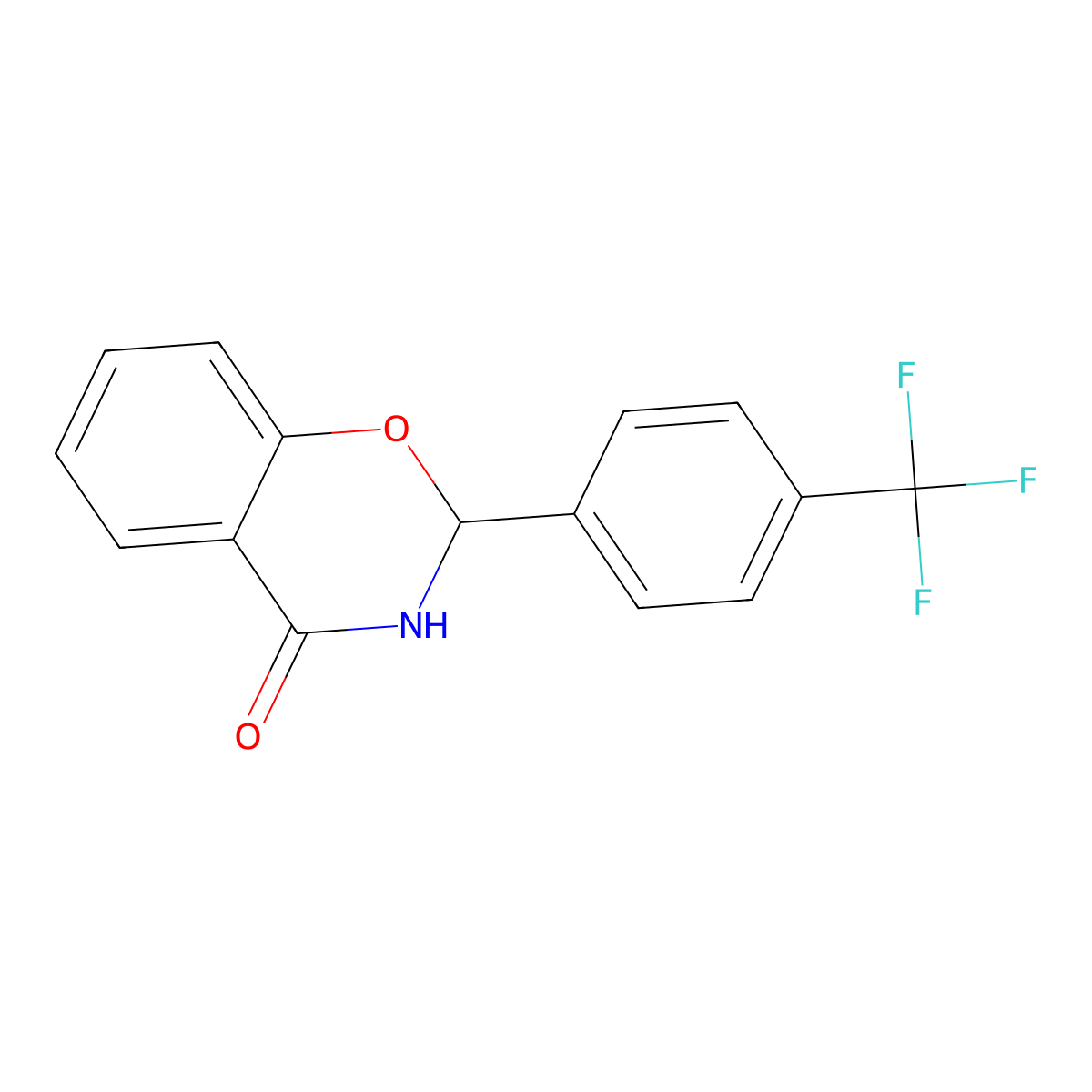 4H-1,3-Benzoxazin-4-one, 2,3-dihydro-2-(4-(trifluoromethyl)phenyl)- molecular structure, CAS 103952-75-6