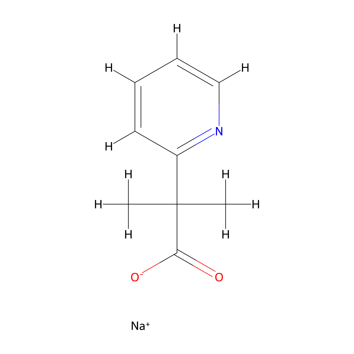 Sodium 2-methyl-2-(pyridin-2-yl)propanoate molecular structure, CAS 1039547-74-4
