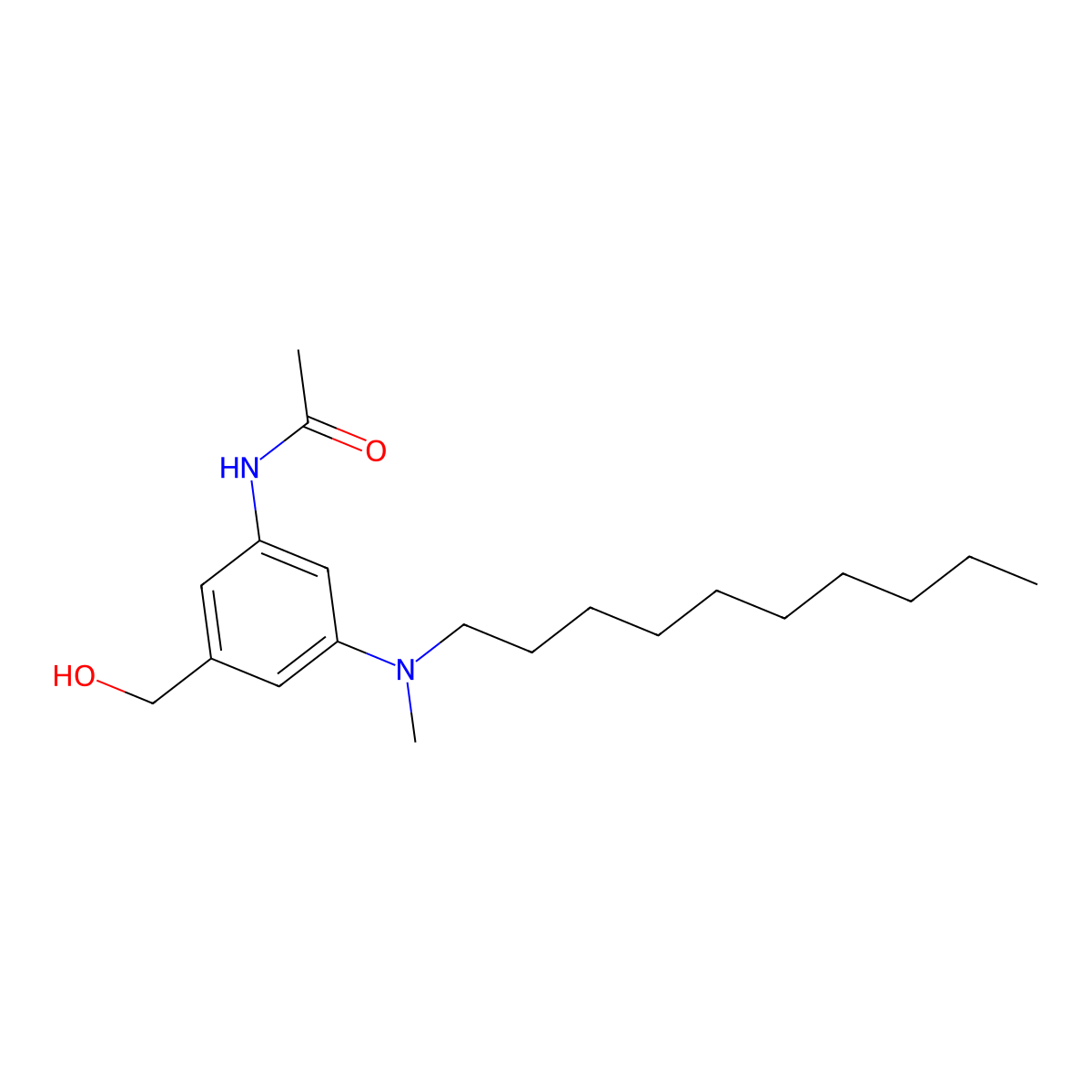 3-(N-Acetylamino)-5-(N-decyl-N-methylamino)benzyl alcohol molecular structure, CAS 103955-90-4
