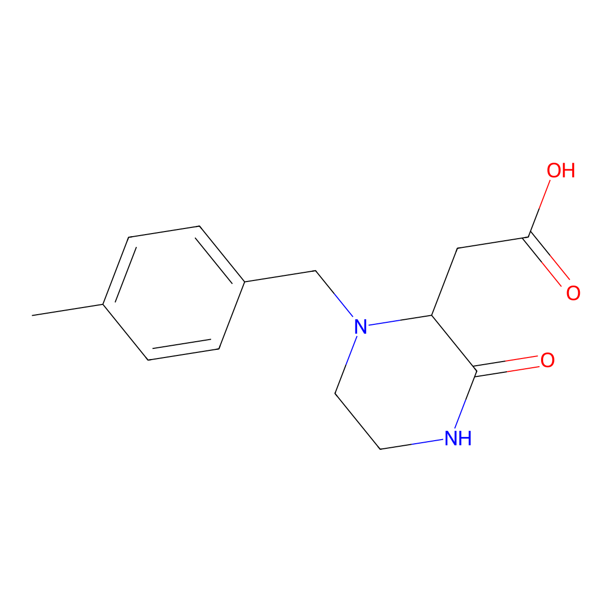 [1-(4-Methylbenzyl)-3-oxo-2-piperazinyl]acetic acid molecular structure, CAS 1039559-08-4