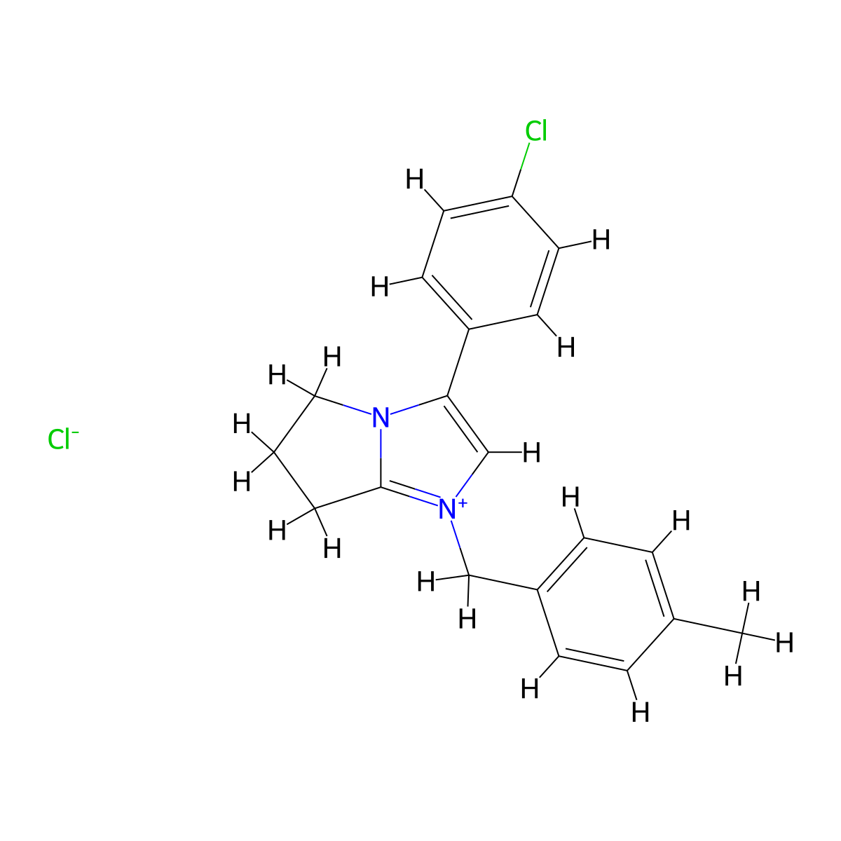 3-(4-Chloro-phenyl)-1-(4-methyl-benzyl)-6,7-dihydro-5H-pyrrolo[1,2-a]imidazol-1-ium molecular structure, CAS 1039631-58-7