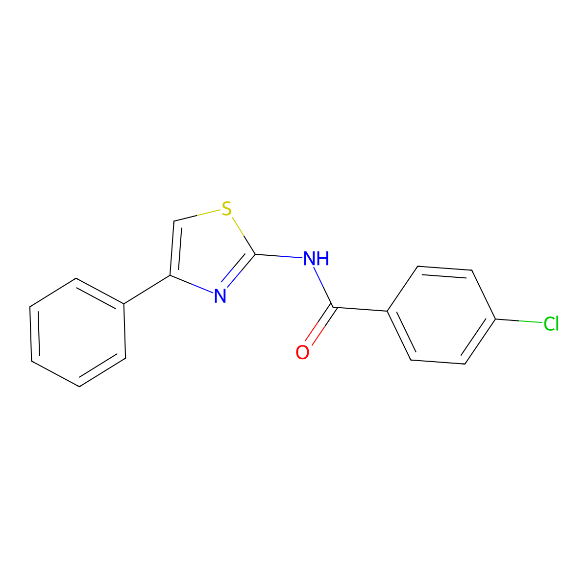4-Chloro-N-(4-phenyl-thiazol-2-yl)-benzamide molecular structure, CAS 103966-00-3