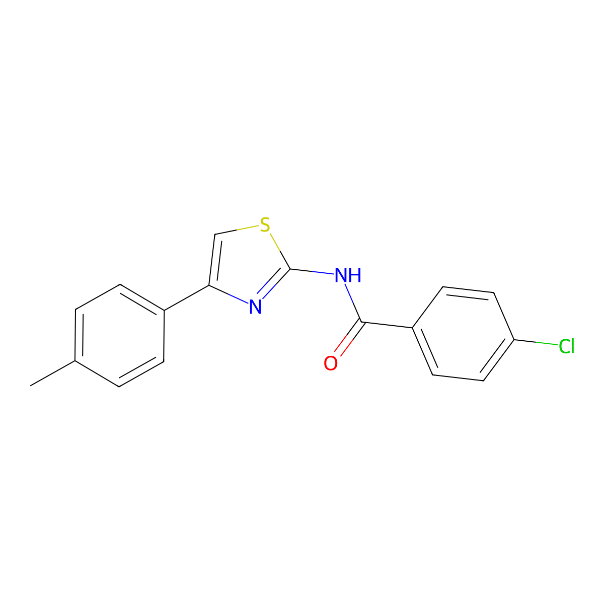 4-chloro-N-[4-(4-methylphenyl)-1,3-thiazol-2-yl]benzamide molecular structure, CAS 103966-04-7