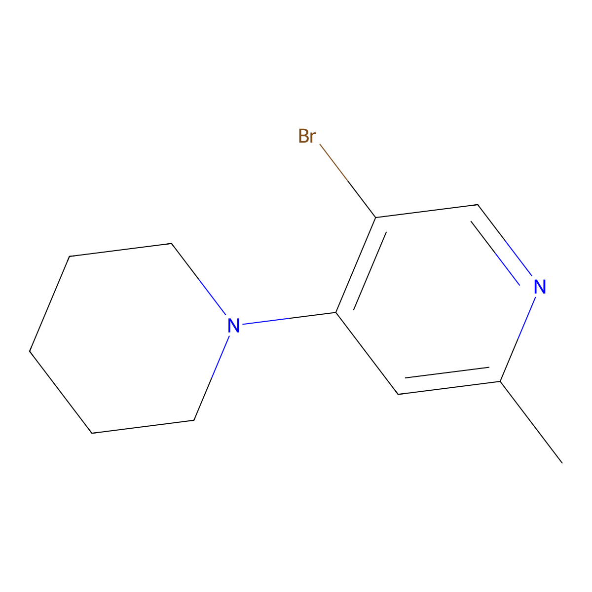 5-Bromo-2-methyl-4-(piperidin-1-yl)pyridine molecular structure, CAS 103971-18-2