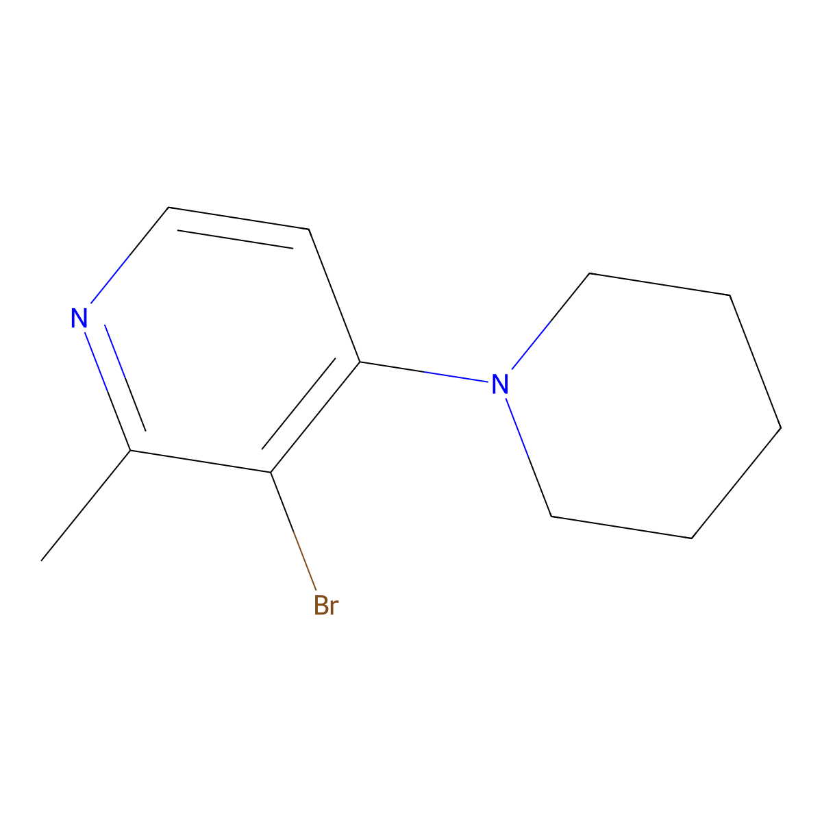 3-Bromo-2-methyl-4-(piperidin-1-yl)pyridine molecular structure, CAS 103971-19-3