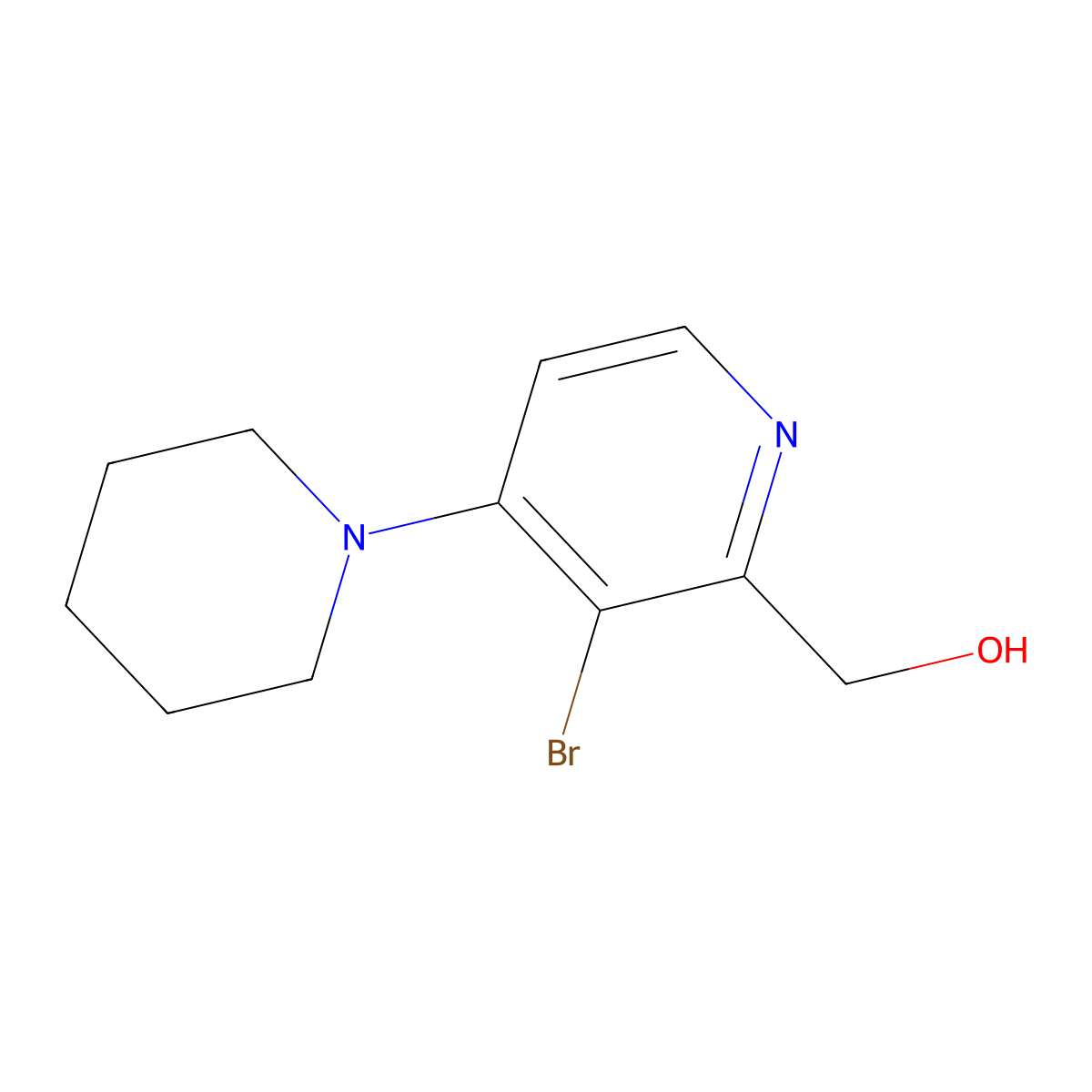 (3-Bromo-4-(piperidin-1-yl)pyridin-2-yl)methanol molecular structure, CAS 103971-26-2