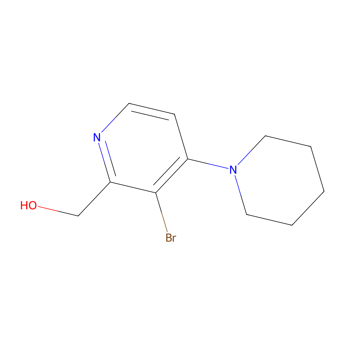 (3-Bromo-4-(piperidin-1-yl)pyridin-2-yl)methanol molecular structure, CAS 103971-26-2
