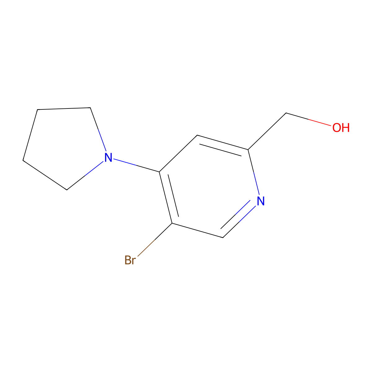 (5-Bromo-4-(pyrrolidin-1-yl)pyridin-2-yl)methanol molecular structure, CAS 103971-48-8
