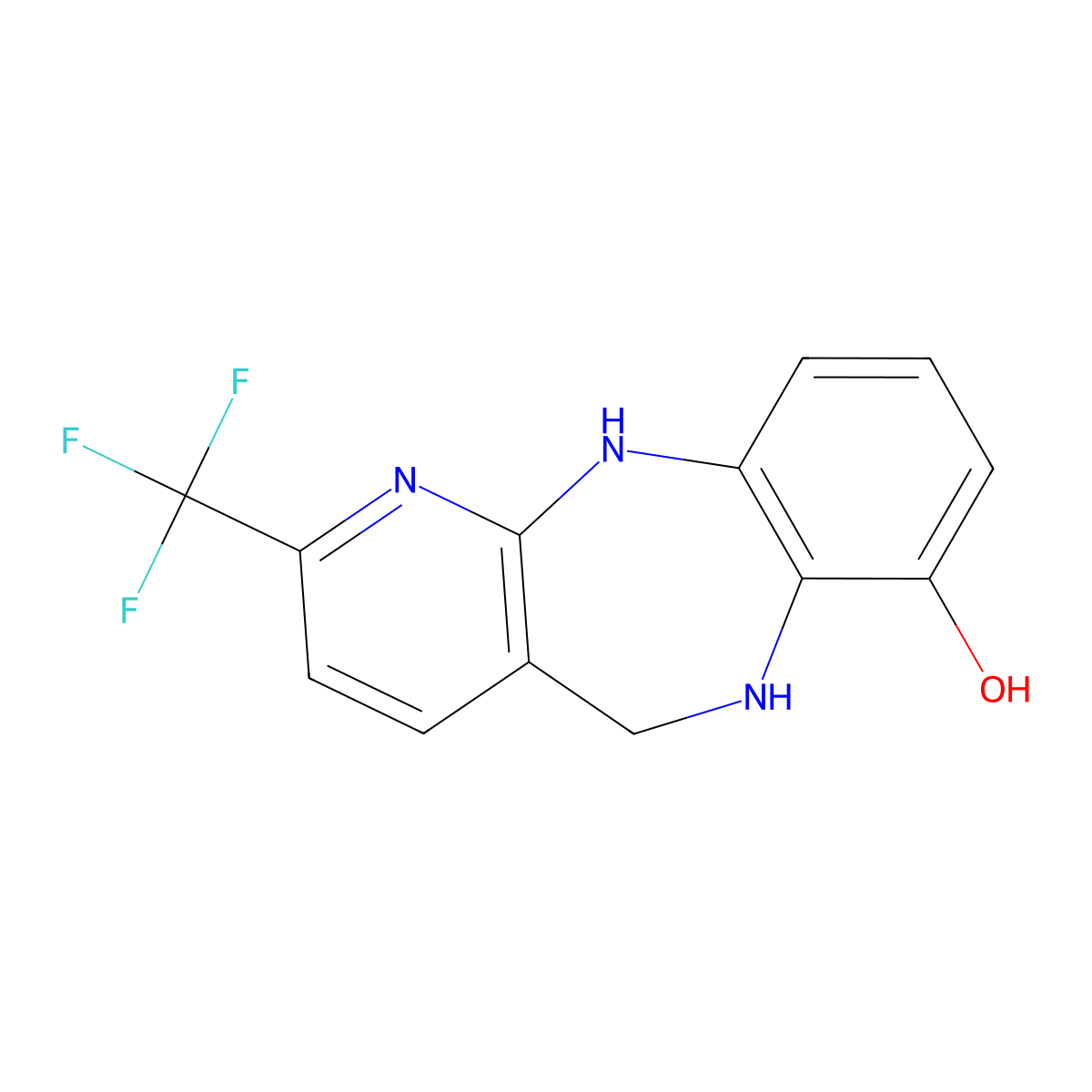 2-(Trifluoromethyl)-6,11-dihydro-5H-benzo[b]pyrido[2,3-e][1,4]diazepin-7-ol molecular structure, CAS 1039715-25-7