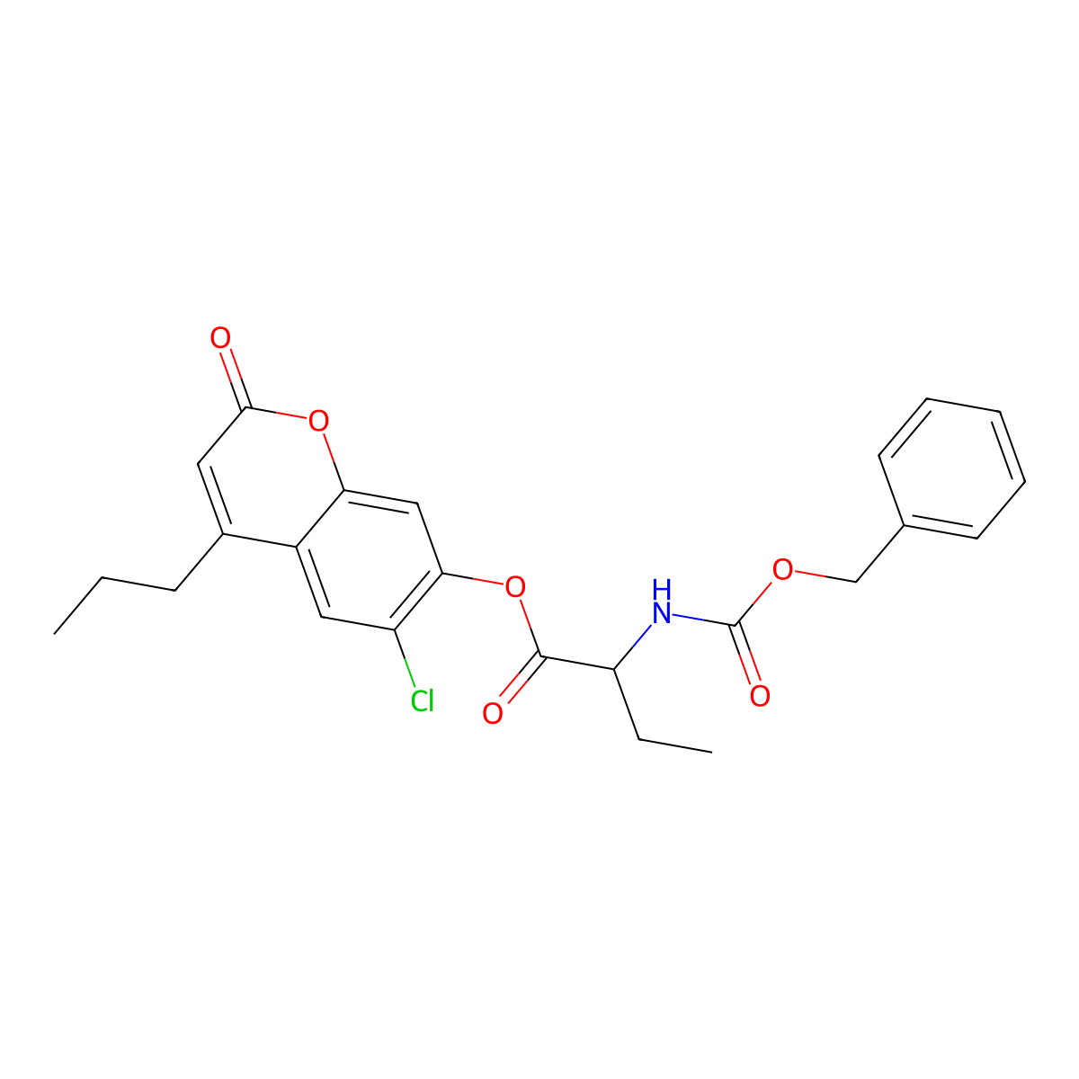 6-chloro-2-oxo-4-propyl-2H-chromen-7-yl 2-{[(benzyloxy)carbonyl]amino}butanoate molecular structure, CAS 1039726-88-9