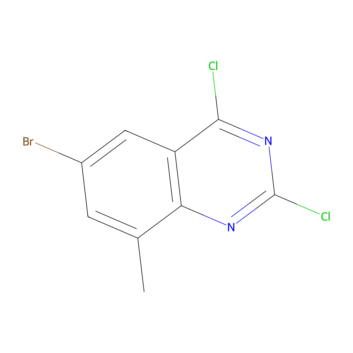 6-Bromo-2,4-dichloro-8-methylquinazoline molecular structure, CAS 1039736-74-7