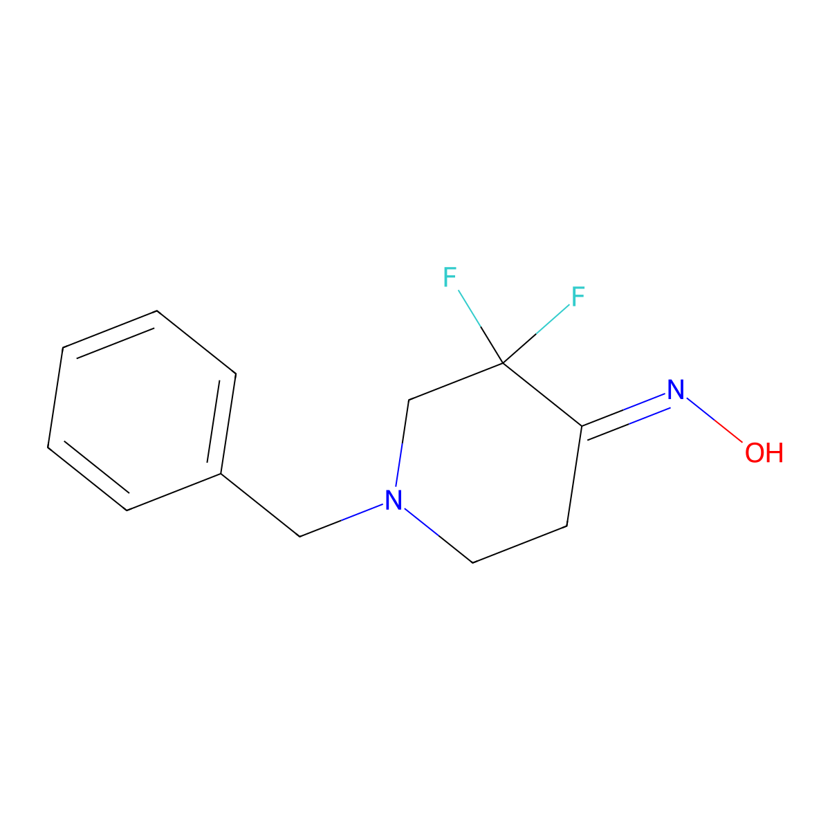 1-Benzyl-3,3-difluoropiperidine-4-one oxime molecular structure, CAS 1039738-28-7