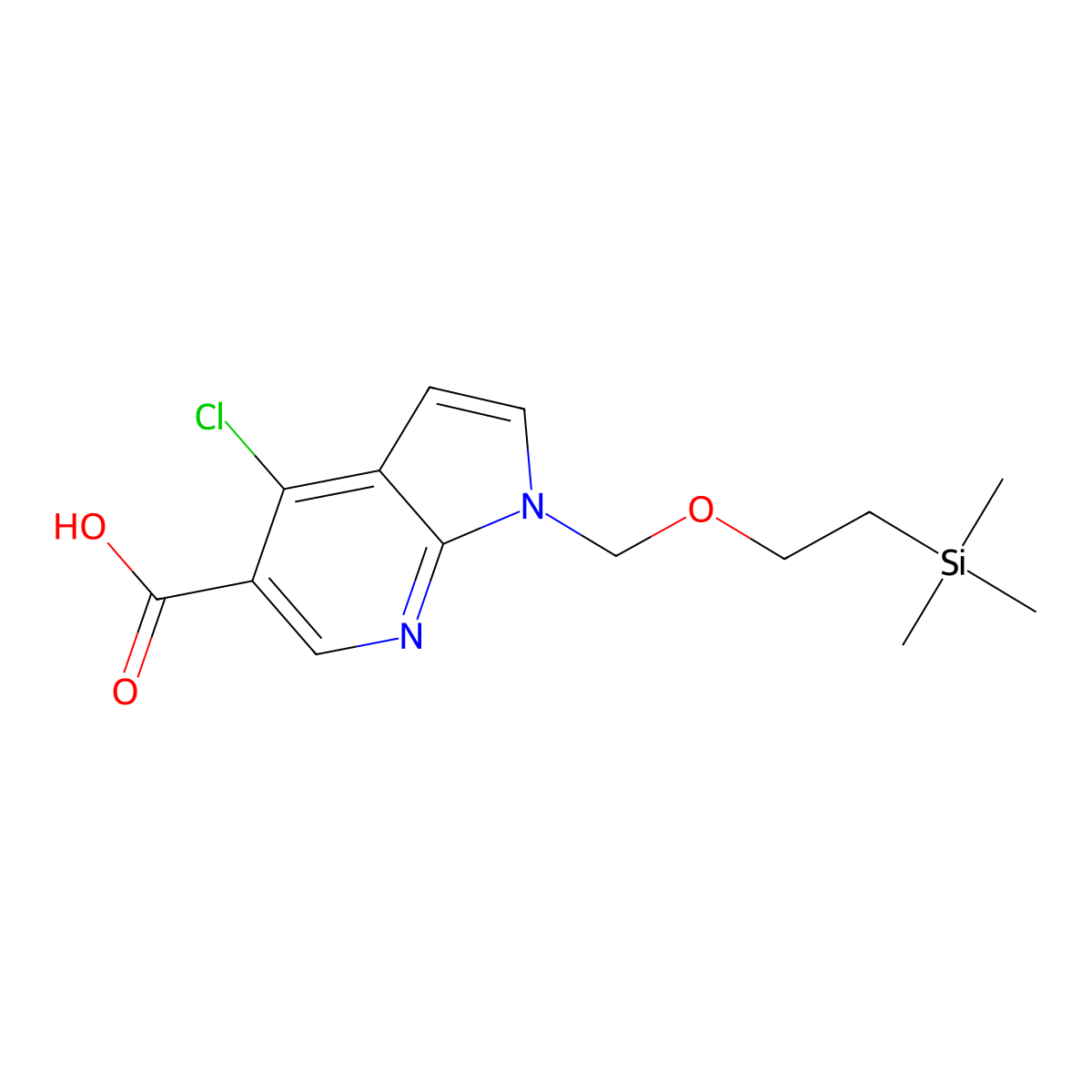 4-Chloro-1-((2-(trimethylsilyl)ethoxy)methyl)-1H-pyrrolo[2,3-b]pyridine-5-carboxylic acid molecular structure, CAS 1039740-71-0