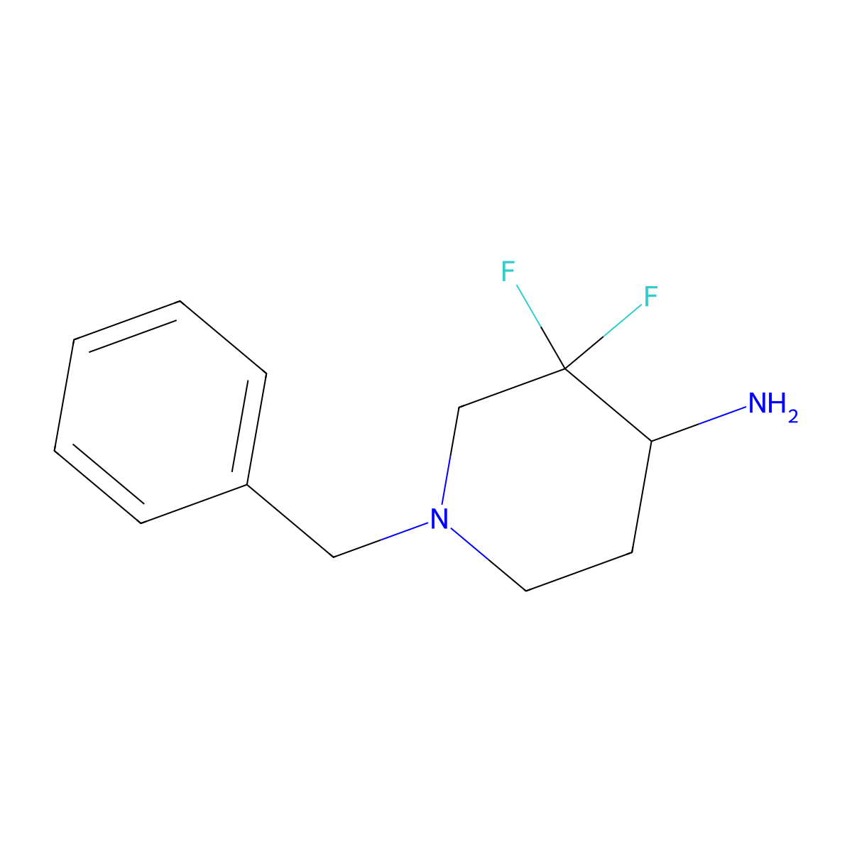 1-Benzyl-3,3-difluoropiperidin-4-amine molecular structure, CAS 1039741-55-3
