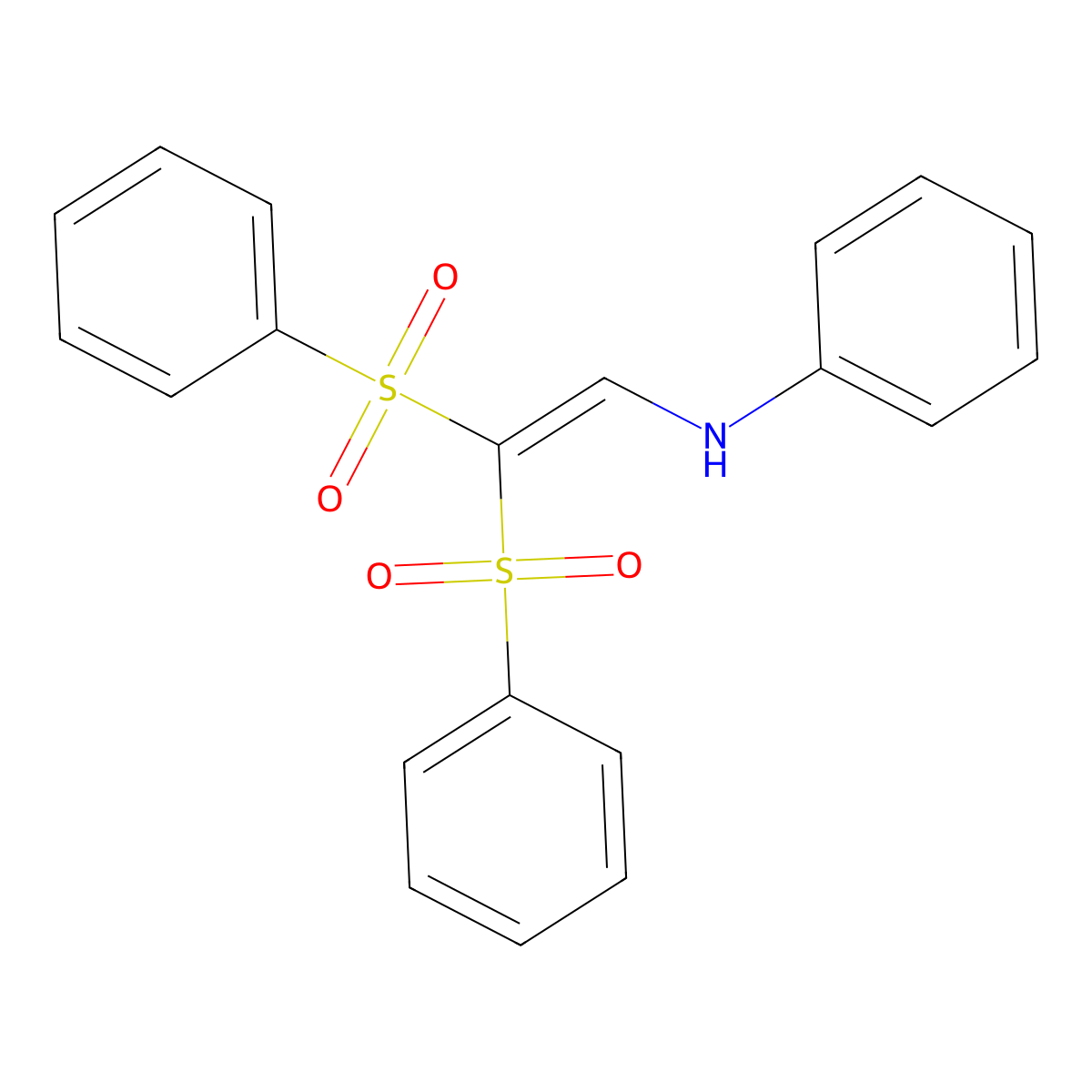 N-[2,2-bis(benzenesulfonyl)ethenyl]aniline molecular structure, CAS 103975-51-5