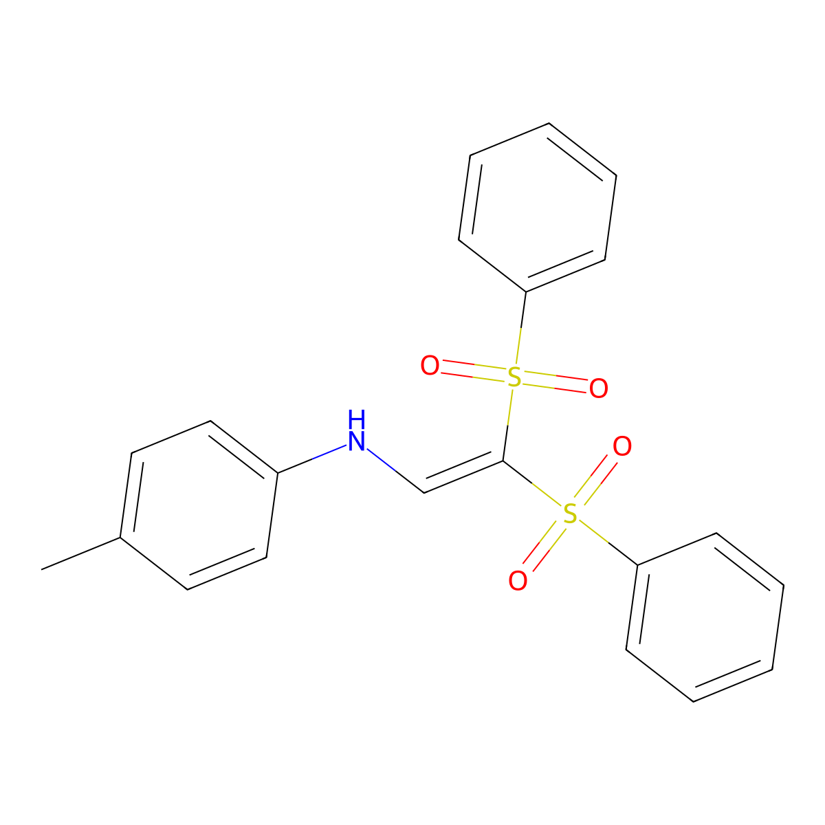 N-[2,2-bis(benzenesulfonyl)ethenyl]-4-methylaniline molecular structure, CAS 103975-55-9