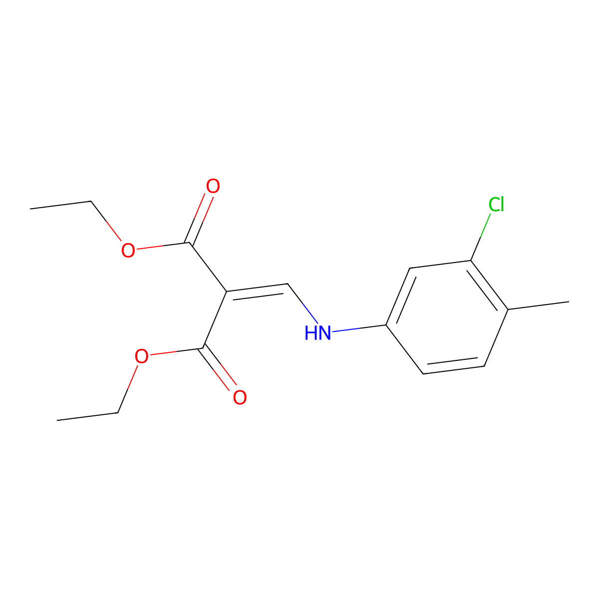 Diethyl 2-((3-chloro-4-methylphenylamino)methylene)malonate molecular structure, CAS 103976-11-0