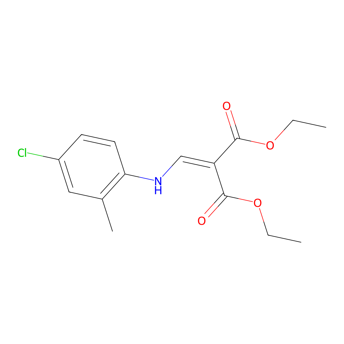 Diethyl 2-[(4-chloro-2-methylanilino)methylene]malonate molecular structure, CAS 103976-13-2