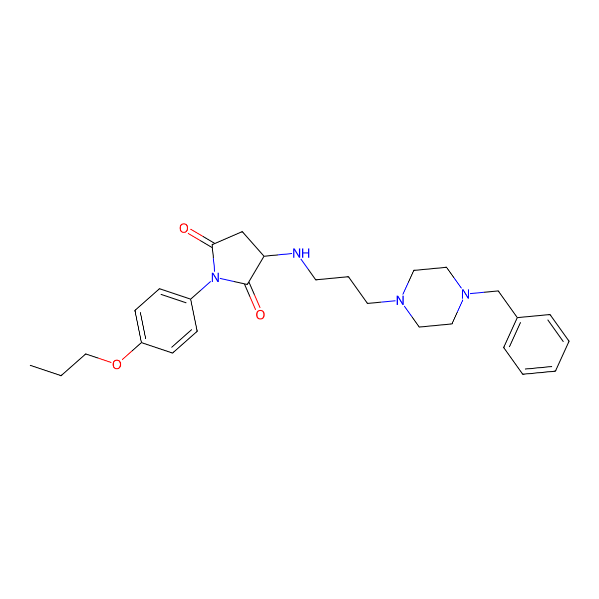 3-{[3-(4-Benzylpiperazin-1-yl)propyl]amino}-1-(4-propoxyphenyl)pyrrolidine-2,5-dione molecular structure, CAS 1039761-10-8