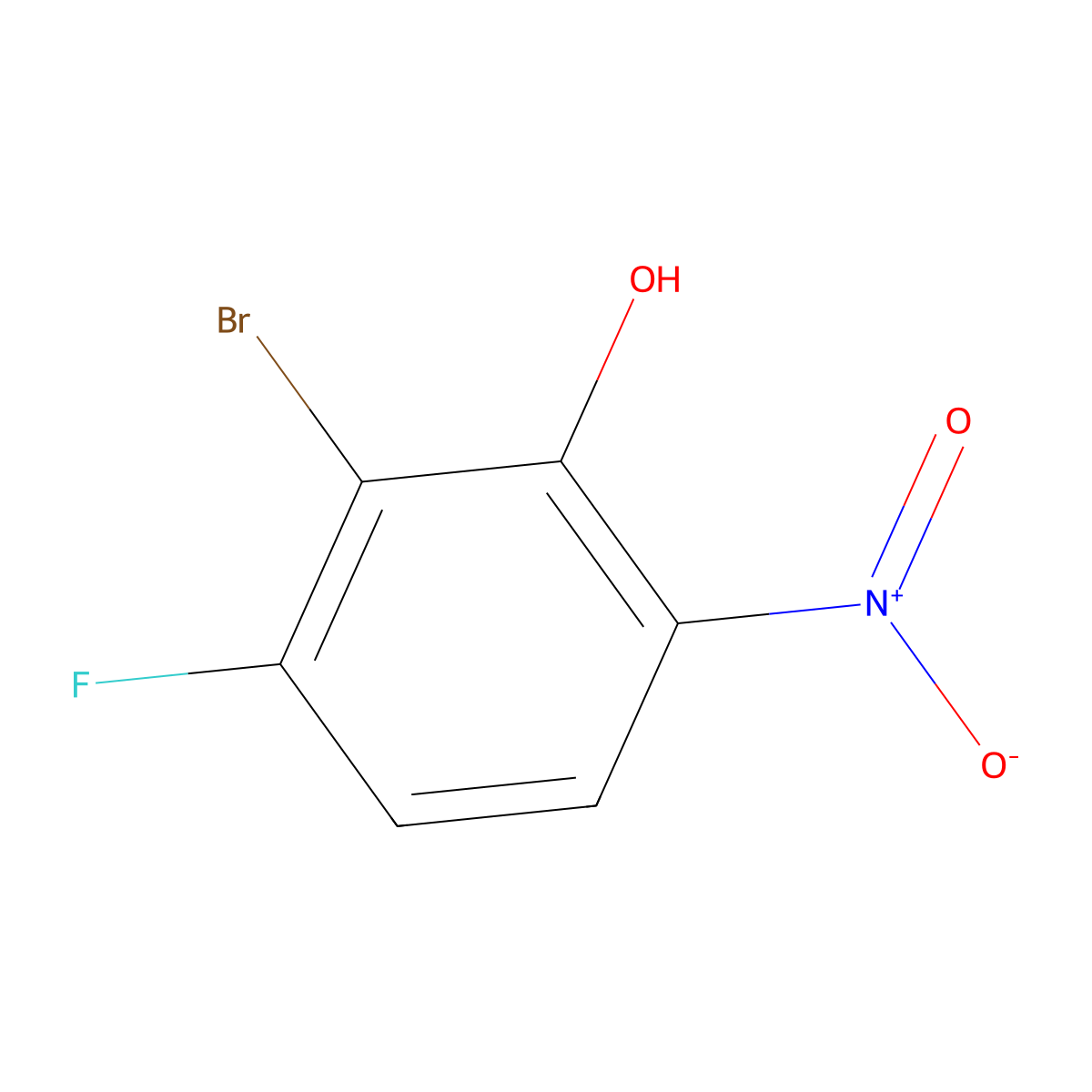 2-Bromo-3-fluoro-6-nitrophenol molecular structure, CAS 103979-08-4