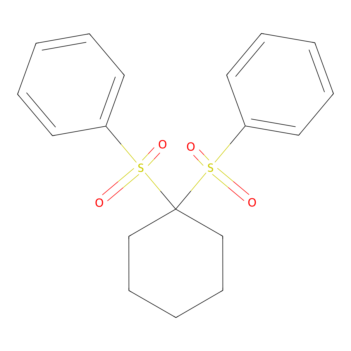 Benzene, 1,1'-[cyclohexylidenebis(sulfonyl)]bis- molecular structure, CAS 103979-48-2