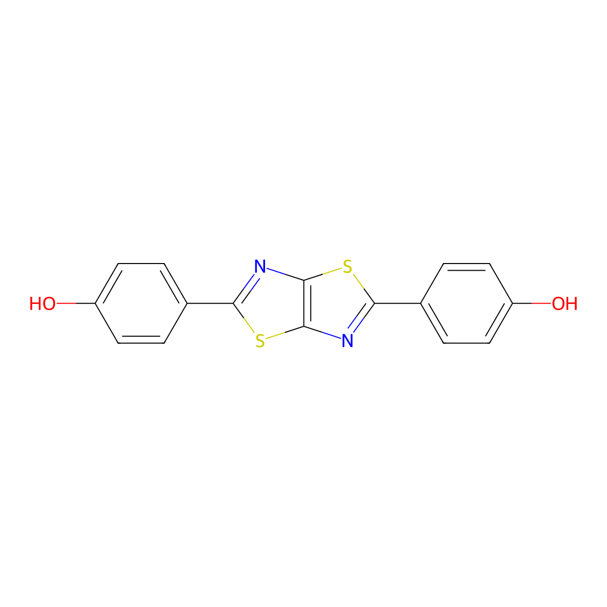 4-[5-(4-Hydroxyphenyl)-1,3-thiazolo[5,4-d]1,3-thiazol-2-yl]phenol molecular structure, CAS 10398-62-6