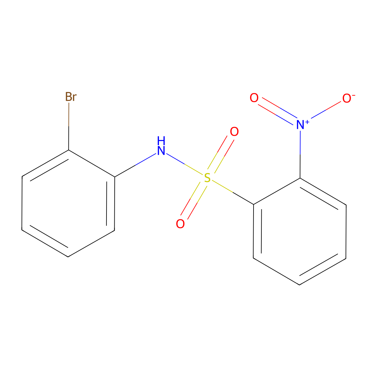 N-(2-bromophenyl)-2-nitrobenzenesulfonamide molecular structure, CAS 10398-64-8