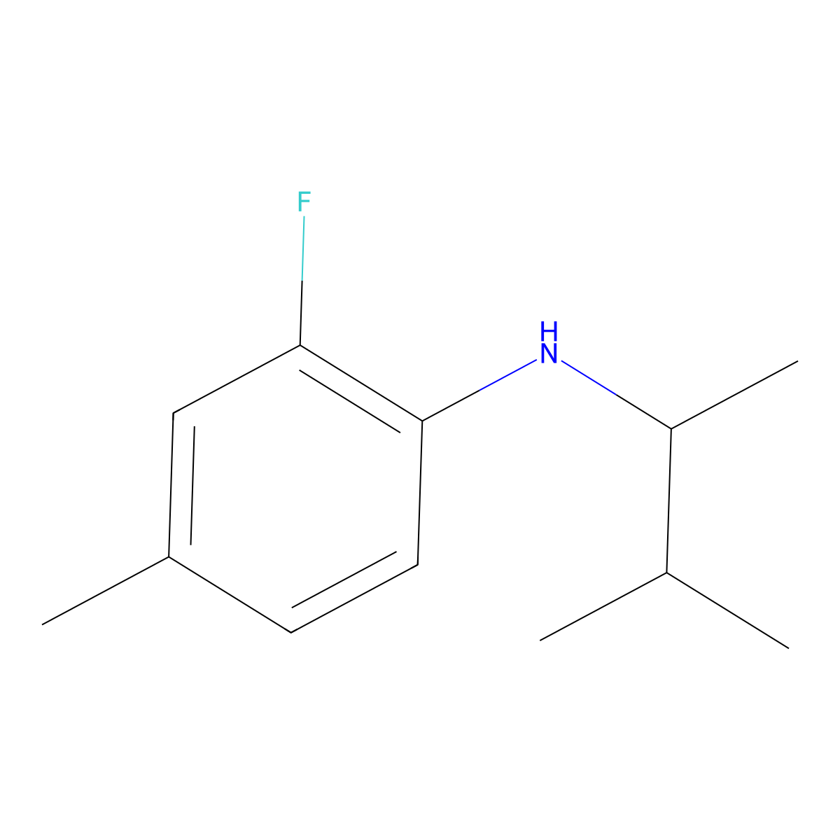 2-fluoro-4-methyl-N-(3-methylbutan-2-yl)aniline molecular structure, CAS 1039805-82-7
