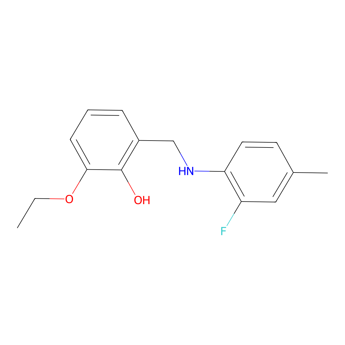 2-Ethoxy-6-{[(2-fluoro-4-methylphenyl)amino]methyl}phenol molecular structure, CAS 1039806-10-4
