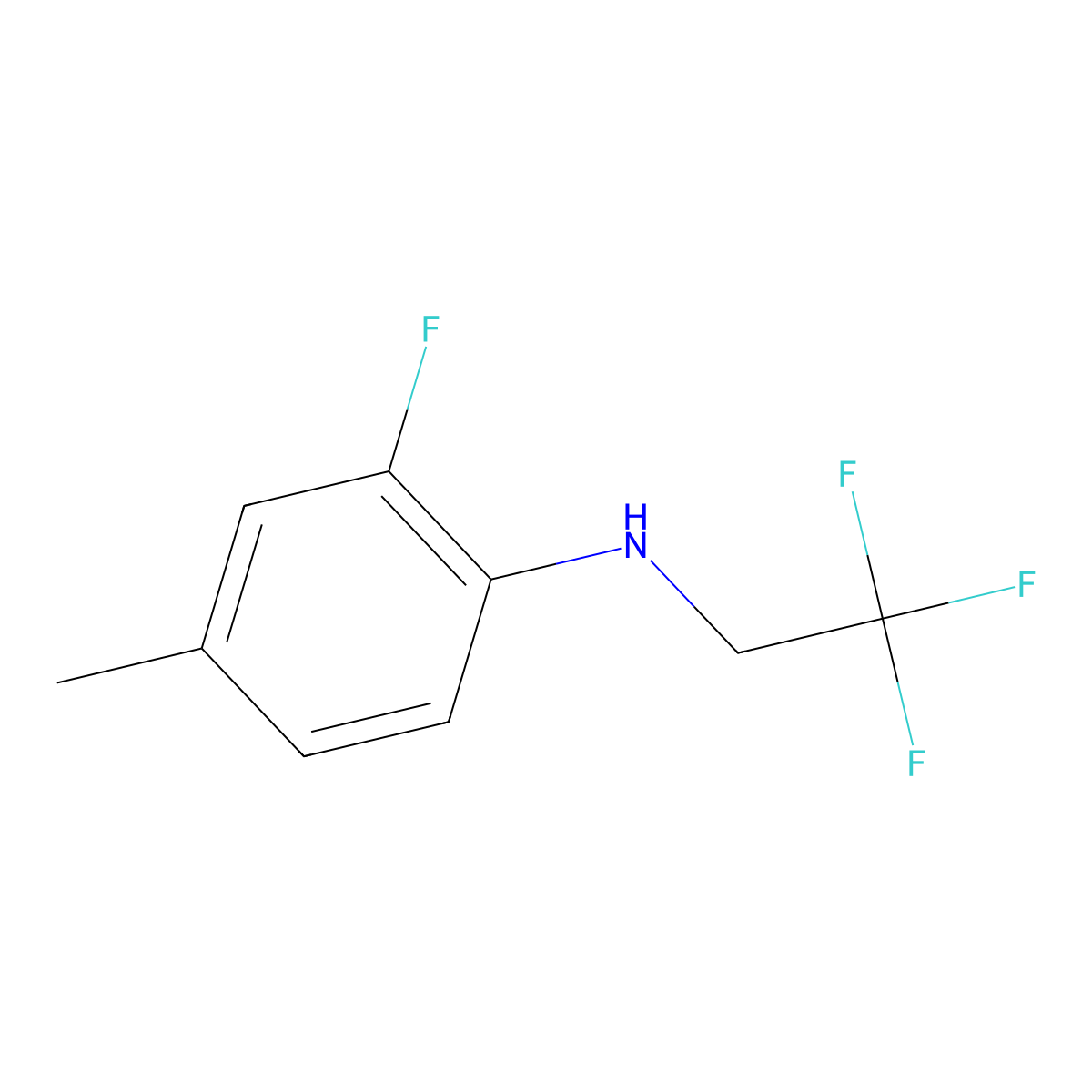 2-fluoro-4-methyl-N-(2,2,2-trifluoroethyl)aniline molecular structure, CAS 1039807-86-7