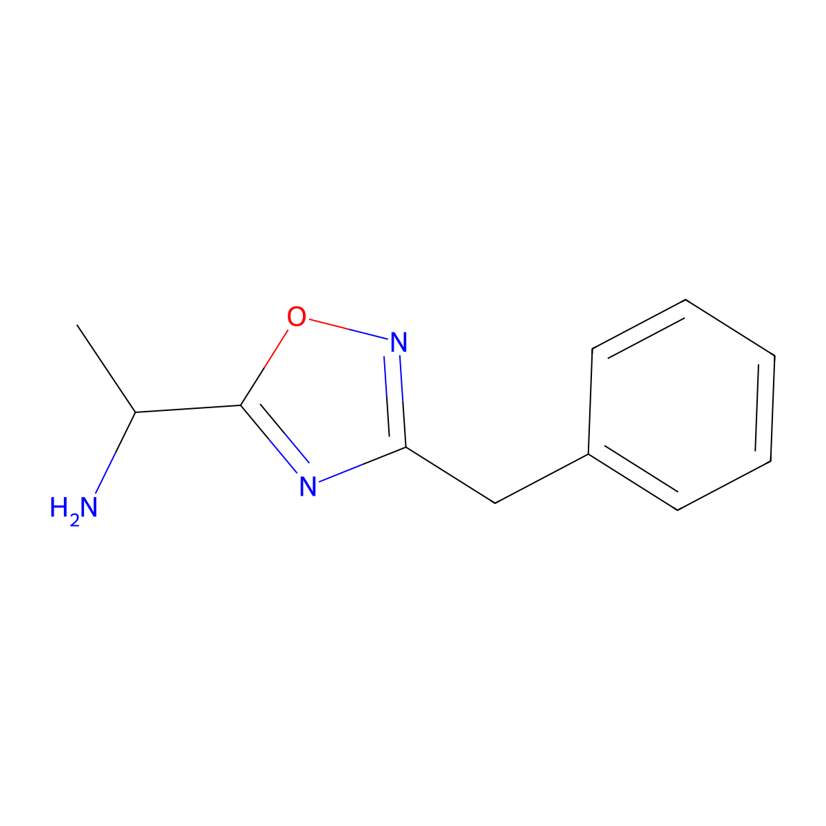 1-(3-Benzyl-1,2,4-oxadiazol-5-yl)ethan-1-amine molecular structure, CAS 1039813-06-3