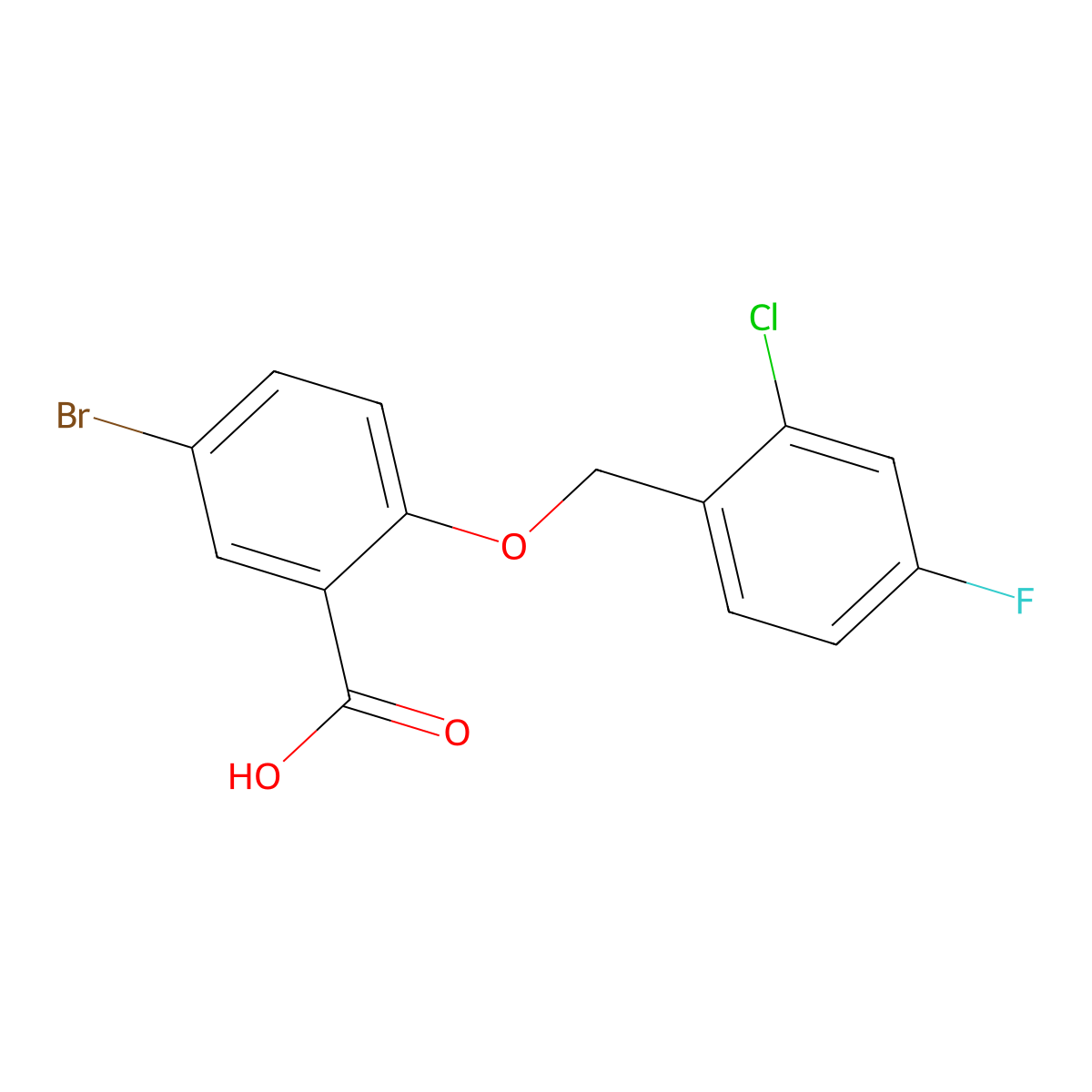 5-Bromo-2-[(2-chloro-4-fluorobenzyl)oxy]benzoic acid molecular structure, CAS 1039813-85-8
