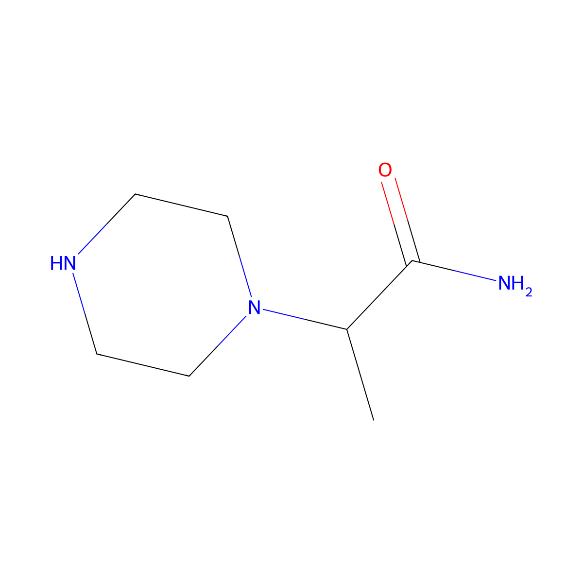 2-Piperazin-1-ylpropanamide molecular structure, CAS 1039815-31-0