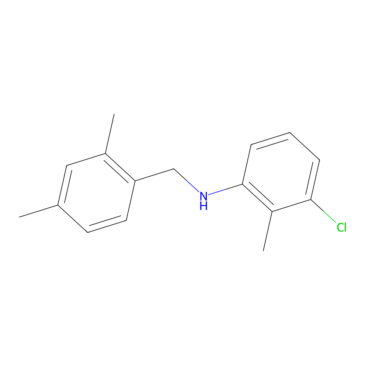3-chloro-N-[(2,4-dimethylphenyl)methyl]-2-methylaniline molecular structure, CAS 1039815-32-1