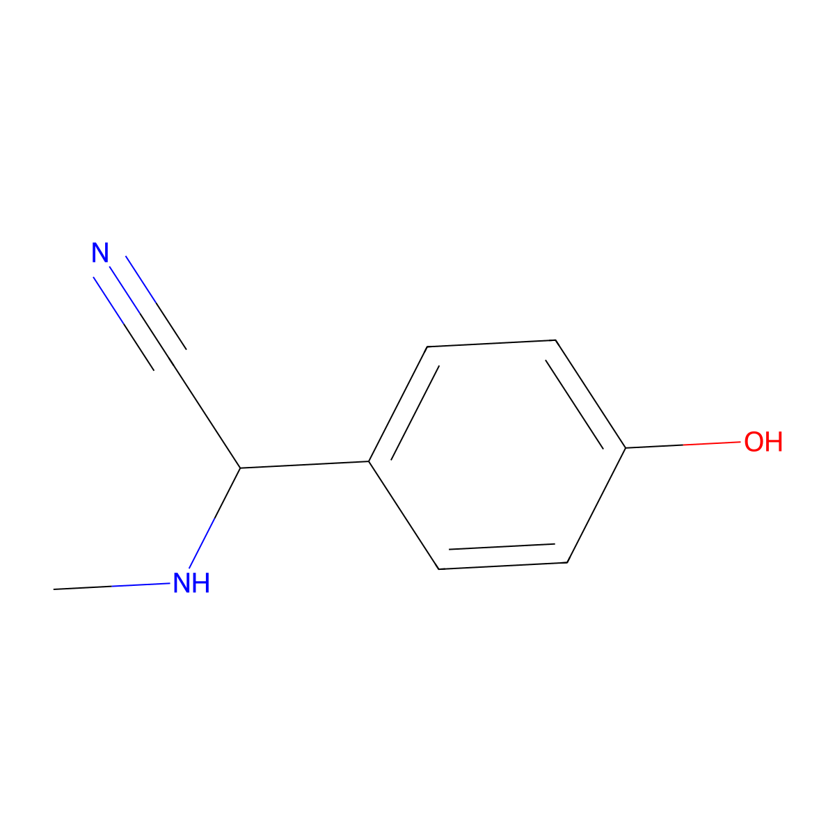2-(4-Hydroxyphenyl)-2-(methylamino)acetonitrile molecular structure, CAS 1039815-62-7