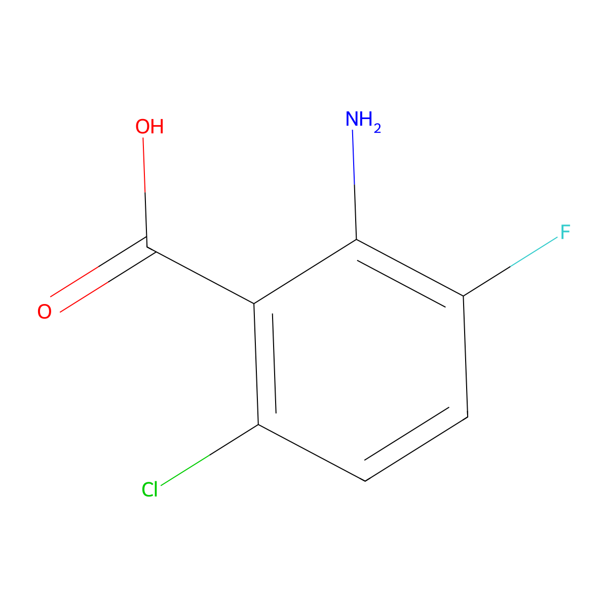 2-Amino-6-chloro-3-fluorobenzoic acid molecular structure, CAS 1039815-76-3