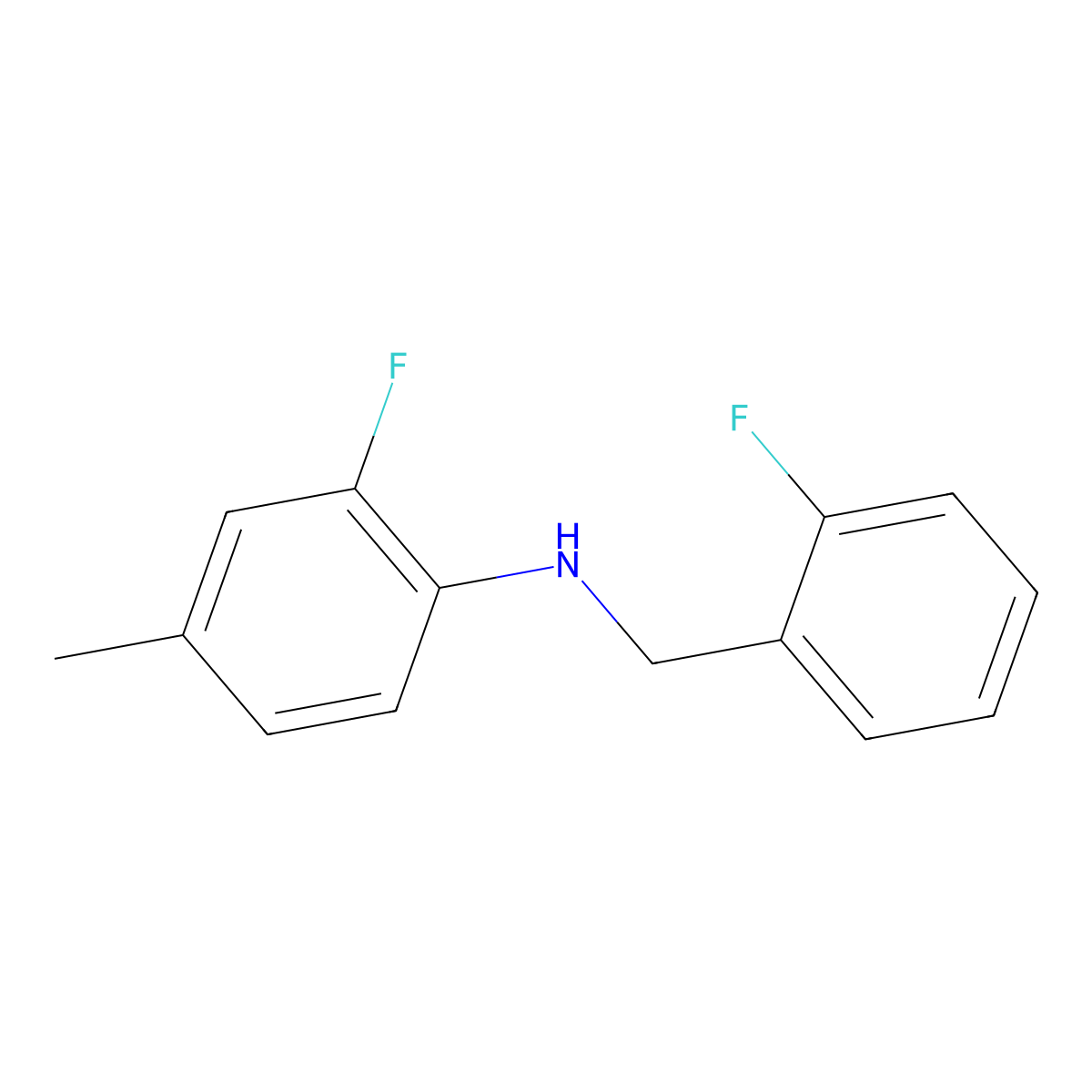 2-Fluoro-N-(2-fluorobenzyl)-4-methylaniline molecular structure, CAS 1039823-53-4