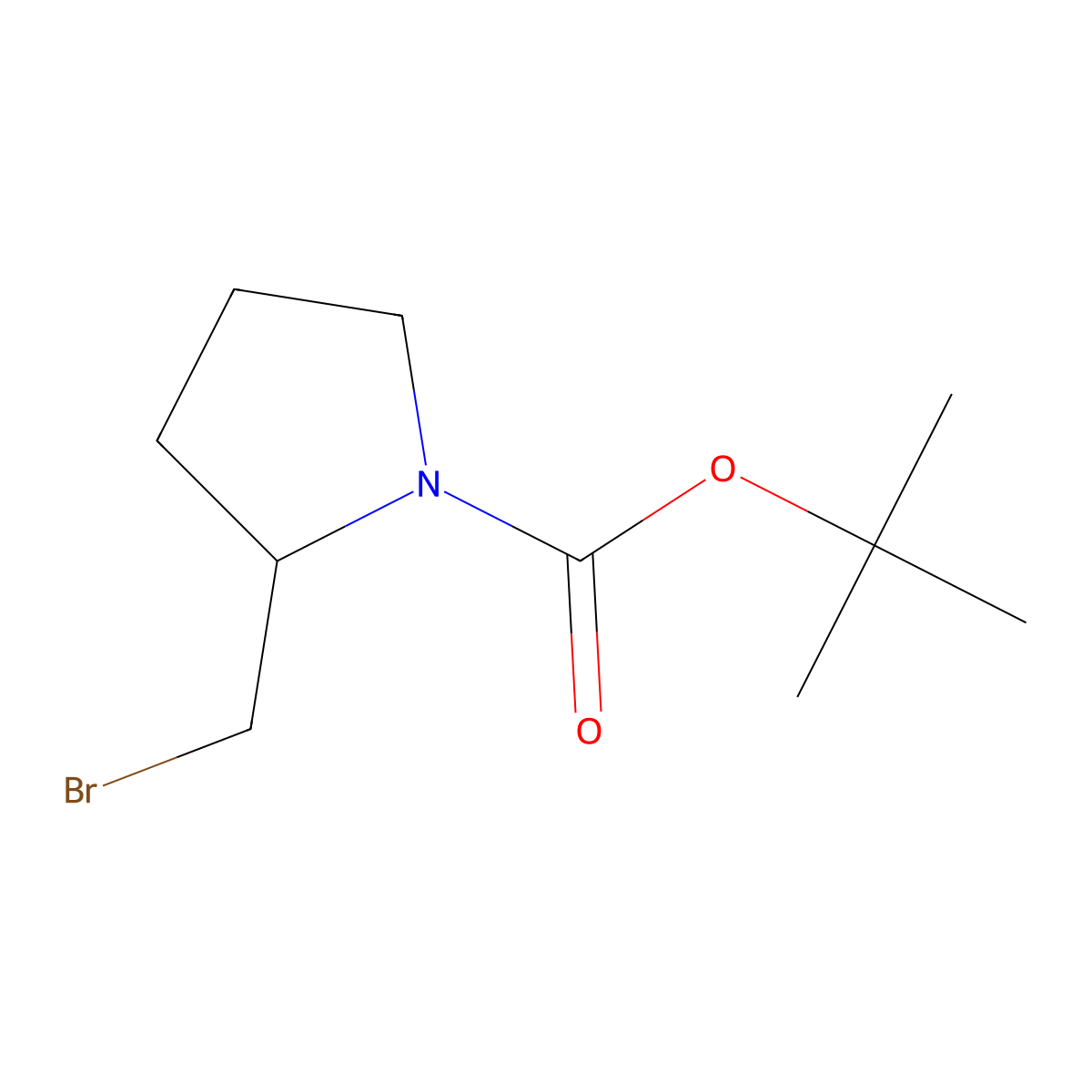 tert-Butyl (2R)-2-(bromomethyl)pyrrolidine-1-carboxylate molecular structure, CAS 1039826-29-3