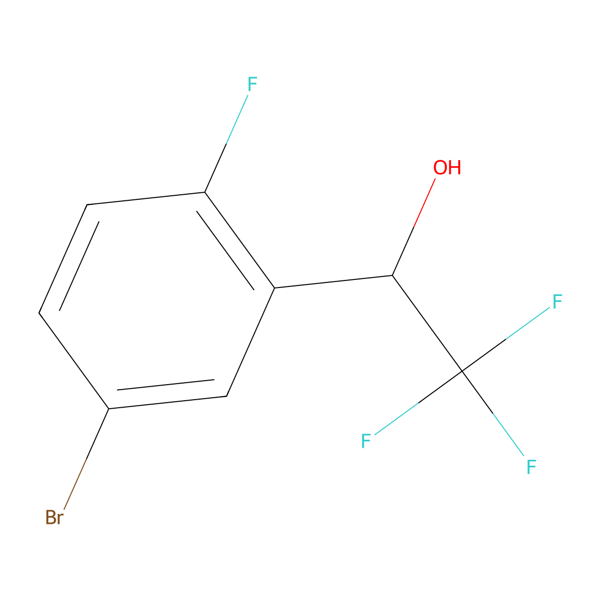 1-(5-Bromo-2-fluorophenyl)-2,2,2-trifluoroethan-1-ol molecular structure, CAS 1039827-16-1