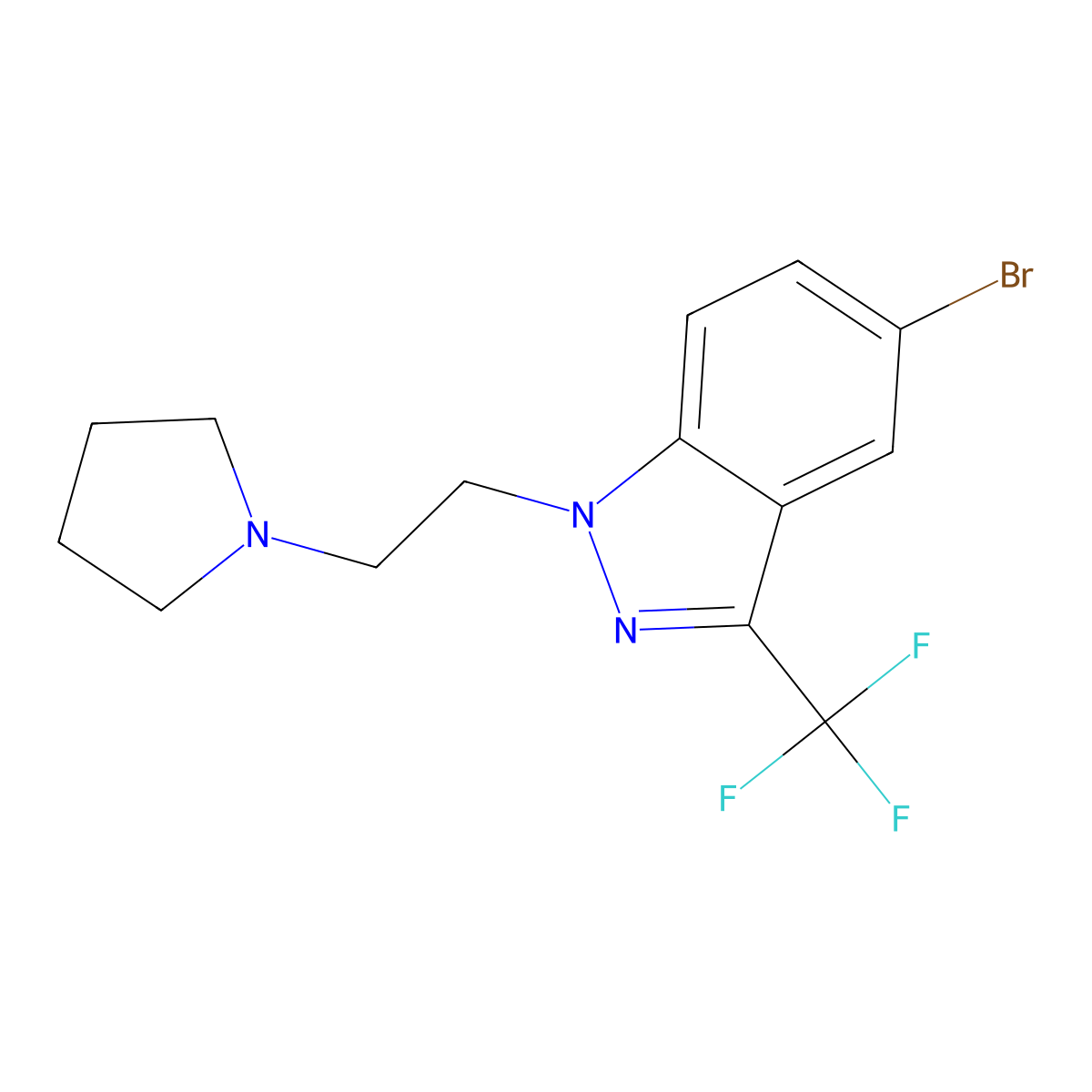 5-Bromo-1-(2-(pyrrolidin-1-yl)ethyl)-3-(trifluoromethyl)-1H-indazole molecular structure, CAS 1039827-17-2