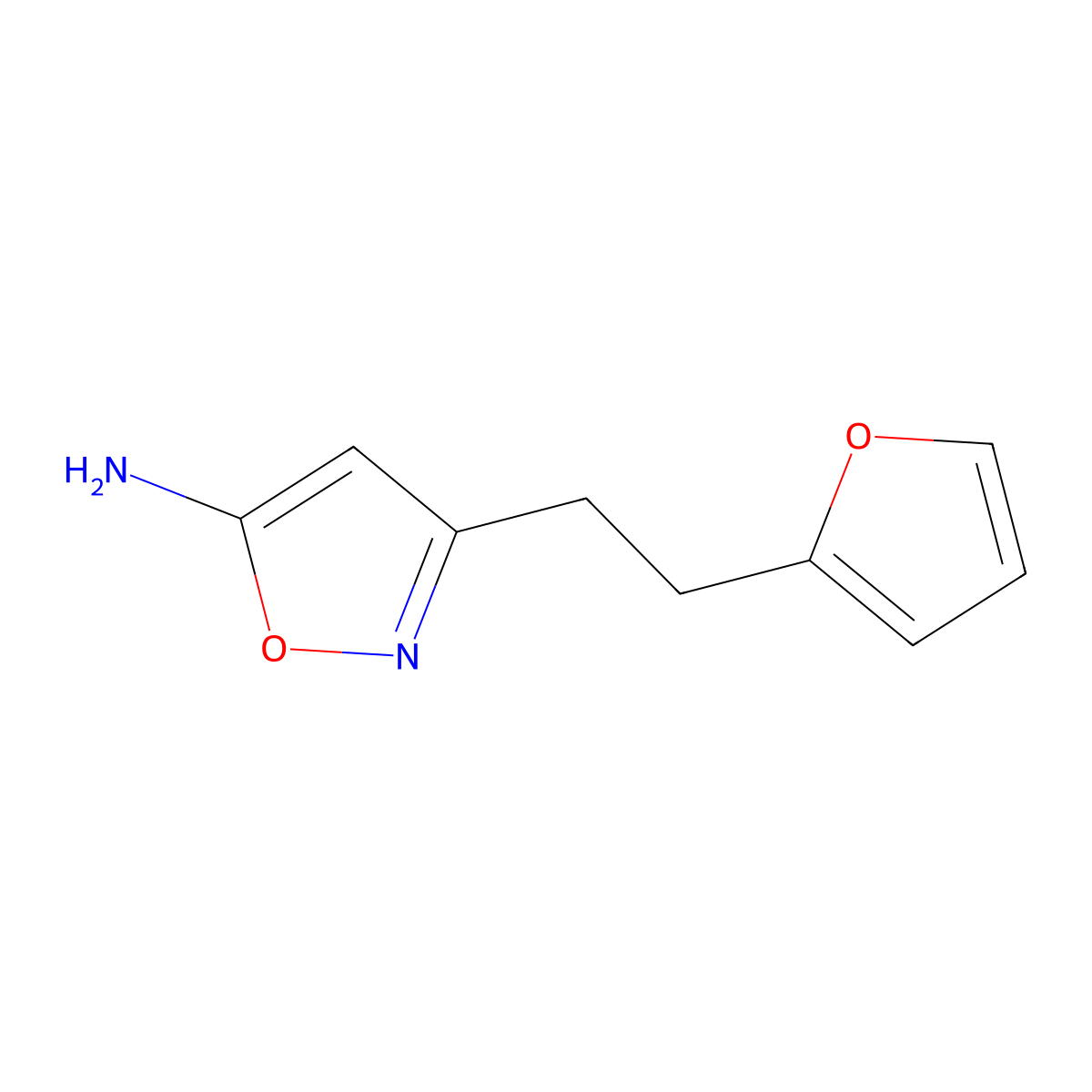 3-(2-(Furan-2-yl)ethyl)-1,2-oxazol-5-amine molecular structure, CAS 1039833-44-7